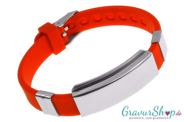 Notfallarmband 07 rot mit Gravur