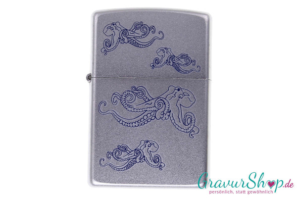 Zippo Chrome satiniertes * Octopus * mit Gravur