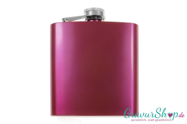 Flachmann 20 J Magenta mit Gravur