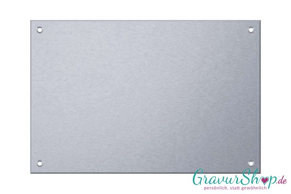 Edelstahlschild 200 x 130 mm mit Gravur - 4 Bohrungen mit Schrauben