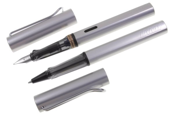 LAMY AL-star Schreibset Füller-Tintenroller whitesilver mit persönlicher Gravur