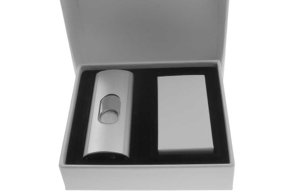 USB Lichtbogen-Feuerzeug 14 Silber mit Gravur Geschenkbox