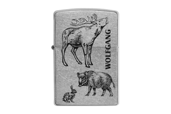 Zippo mit Gravur Jagd Street chrome