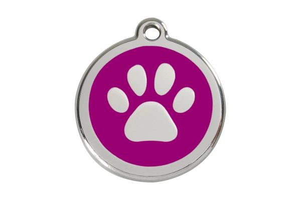 Katzenmarke mit Gravur Red Dingo Pfote violett