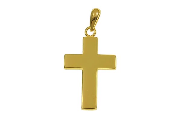 925er Silber Kreuz vergoldet 03 mit Gravur