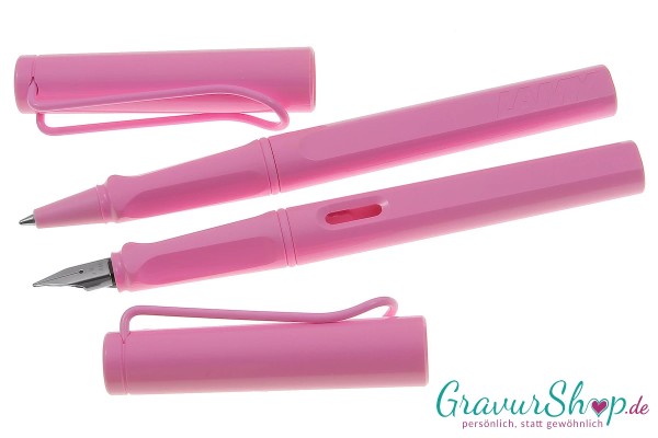 LAMY Safari Schreibset Füller-Tintenroller lightrose mit Gravur