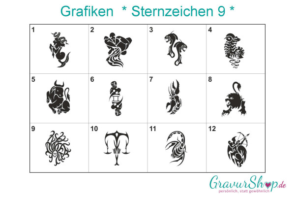 Sternzeichen 9 zum gravieren