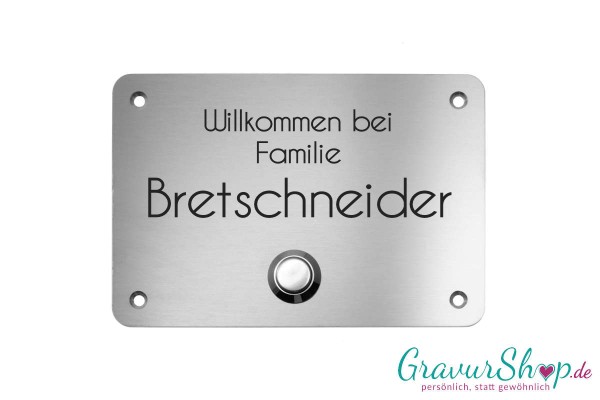 Edelstahlschild mit Klingelknopf