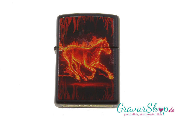 Zippo matt schwarzes mit Design Druck und Gravur