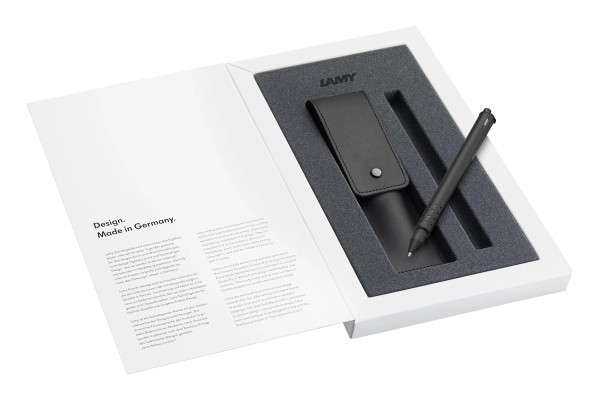 Lamy Swift Set Tintenroller schwarz mit Gravur im Geschenkset mit Lederetui - Bild 1