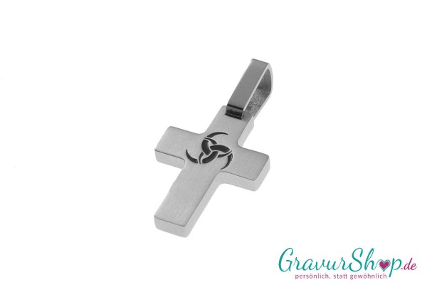 Kreuz Edelstahlanhänger 24 x 18 mm mit Gravur