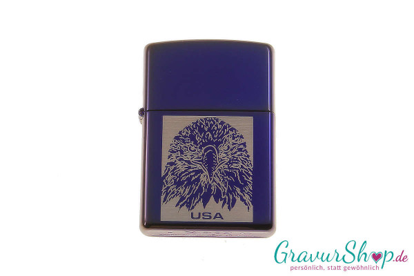 Zippo Mood Indigo Eagle Motiv mit Gravur