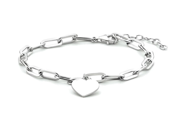 925 Silber Armband rhodiniert mit Herz inkl. Gravur