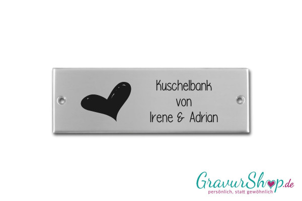 Schilder für Bänke 120 x 40 mm mit Gravur Aluminium