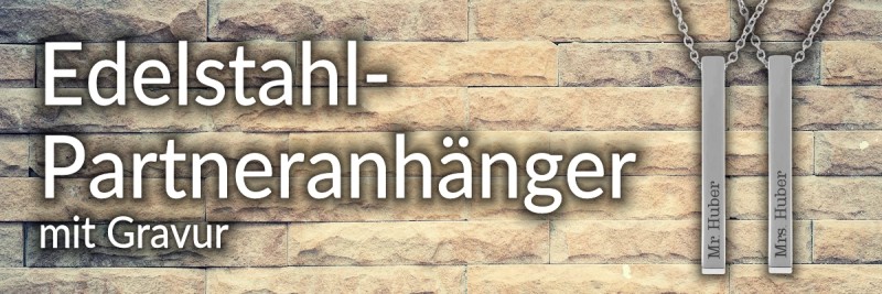 Edelstahl Partneranhänger mit Gravur