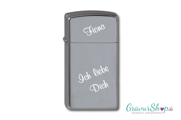 Zippo Slim Black ice mit Gravur