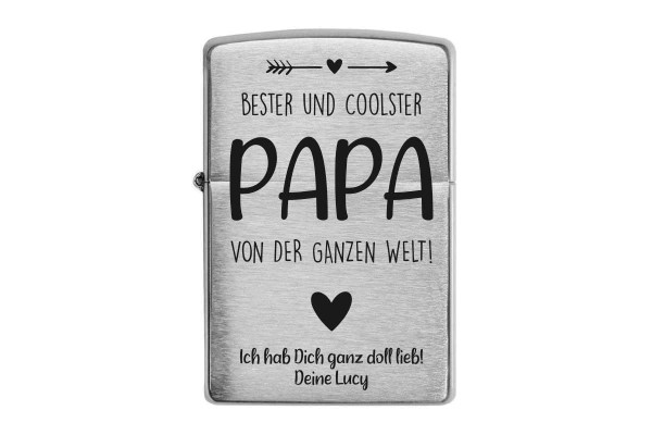 Zippo mit Gravur chrome brushed * Bester und coolster Papa