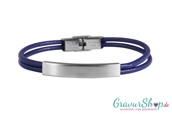 Lederarmband 38 C blau mit Gravur