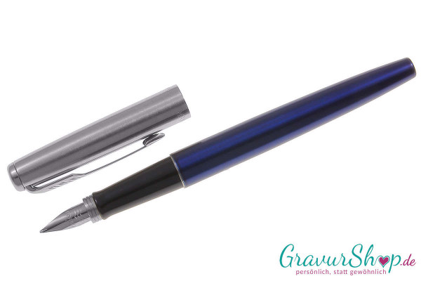 Parker Jotter Füller blau Mit Gravur geöffnet