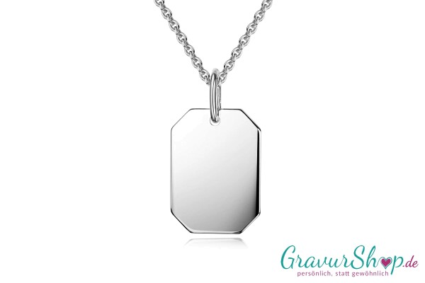 925er Collier Silberkette 8-eckig mit Gravur