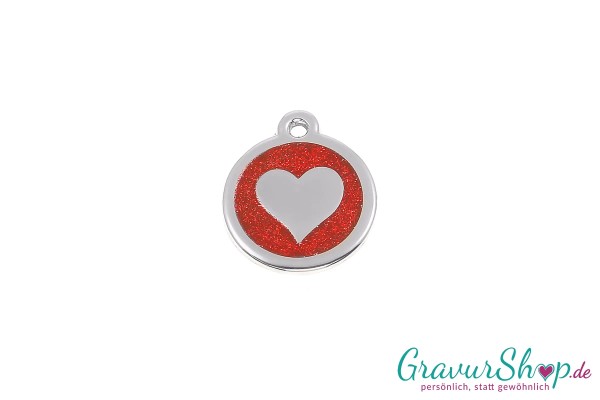 Red Dingo Katzenmarke Herz Glitter mit Gravur