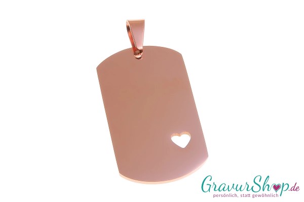 Edelstahl DogTag rosegold mit Herz inkl. Gravur