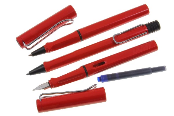 LAMY safari 3er Set Füller-Kuli-Tintenroller red mit Gravur