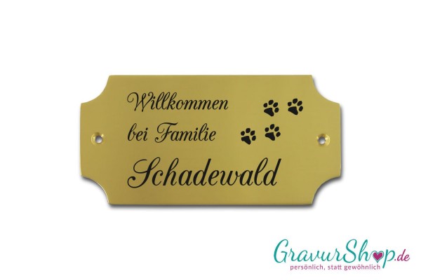 Hunde & Katzenschild 03 Messing mit Gravur