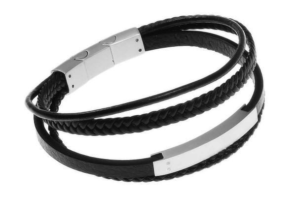 Lederarmband mit Gravur Nr 03 silber