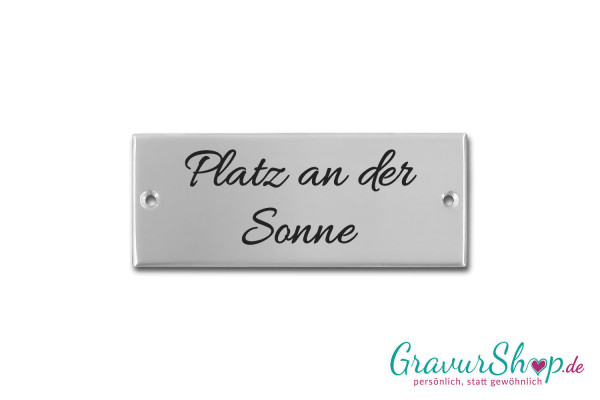 Schild für Bänke 100 x 40 mm mit Gravur Edelstahl