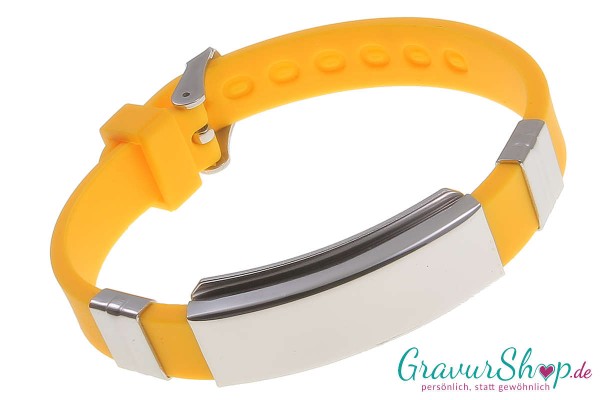 Notfallarmband 07 gelb mit Gravur