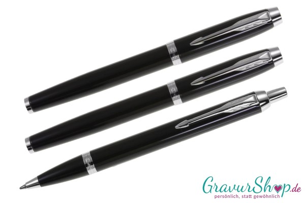 Parker IM Schreibset Black Lacquer C.C. Kuli Füller Tintenroller mit Gravur
