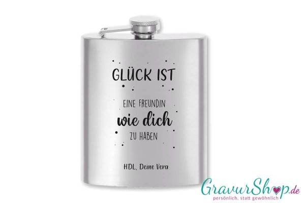 Flachmann Glück ist mit deiner persönlichen Gravur