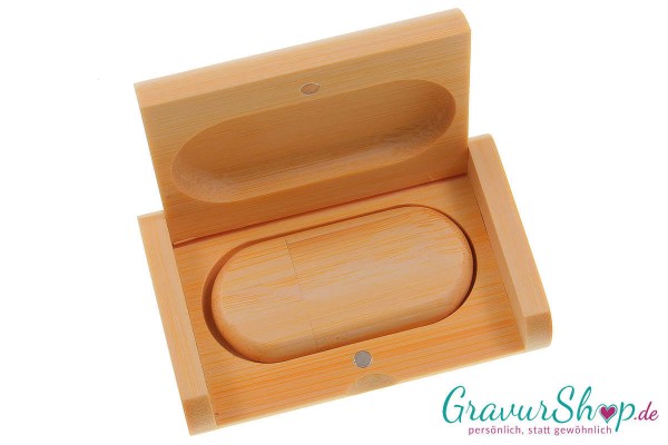 USB Stick 03 16GB Bambus hell mit Gravur
