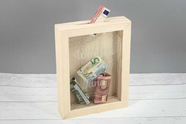 Sparglas Mit Korkdeckel - Wunscherfüller Spardose 13x13x14cm