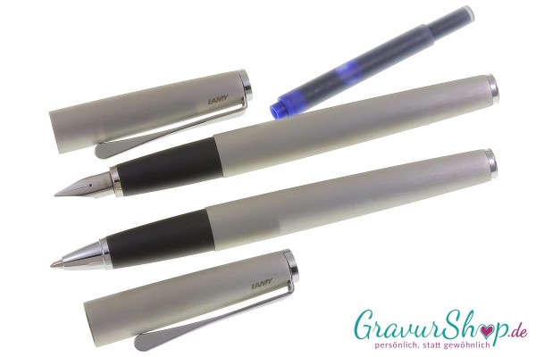 LAMY Studio Schreibset brushed Füllhalter und Tintenroller mit Gravur