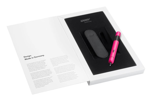 Lamy pico neon Pink Set mit Lederetui im Geschenkkarton mit Gravur