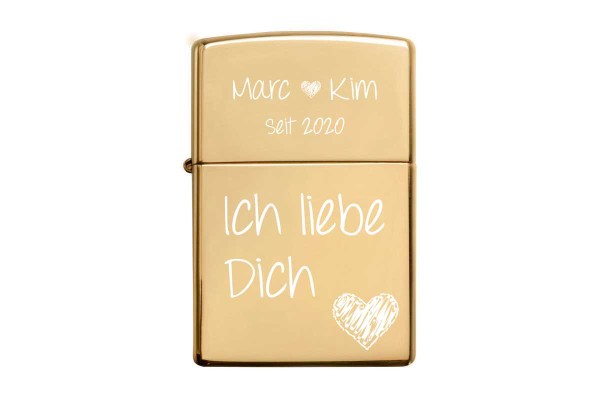 Zippo mit Gravur Liebe G - Brass polished