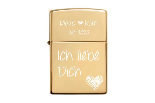 Zippo mit Gravur Liebe G - Brass polished