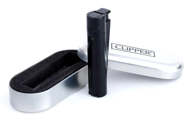Clipper Feuerzeug Metall schwarz Jet - Bild 1