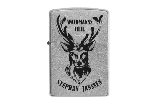 Zippo mit Gravur Waidmannsheil Street chrome