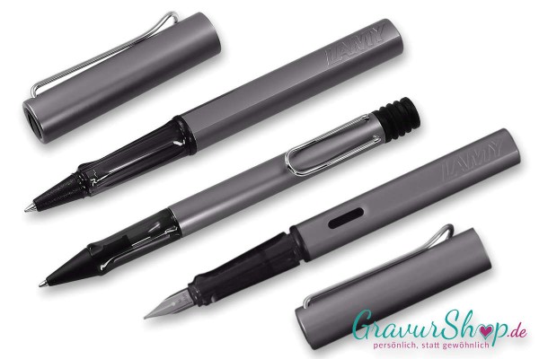 LAMY AL star 3er Set Füller-Kuli-Tintenroller Graphit mit Gravur