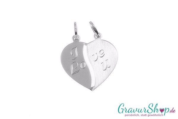 925er Silber-Partneranhänger "I Love U "