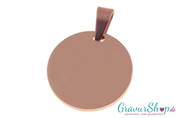 Runder Edelstahlanhänger 25 mm rosegold mit Gravur