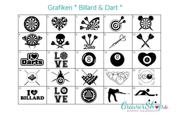 Billard und Dart Grafiken vom GravurShop