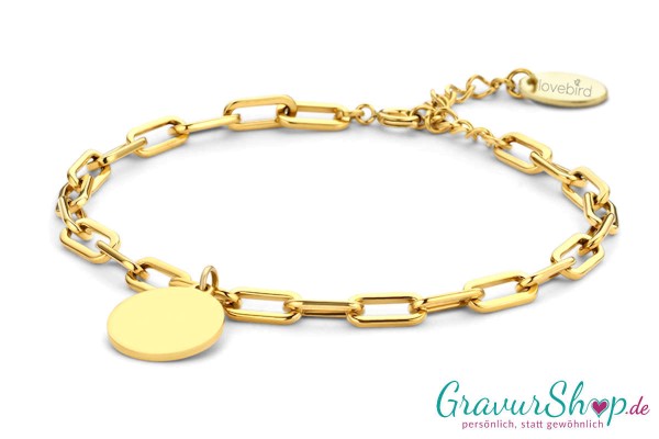 Charm Edelstahlarmband 20 cm vergoldet mit Gravur