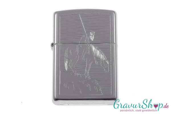 Zippo Hochglanz poliertes Indianer Emblem mit Gravur