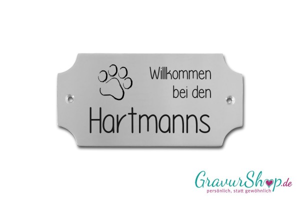 Hunde & Katzenschild 03 Edelstahl mit Gravur