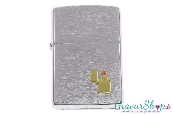 Zippo Lighter Emblem chrome brushed mit Gravur