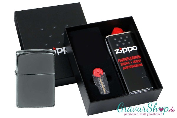 Zippo Geschenkset 1 Black Ice mit Gravur